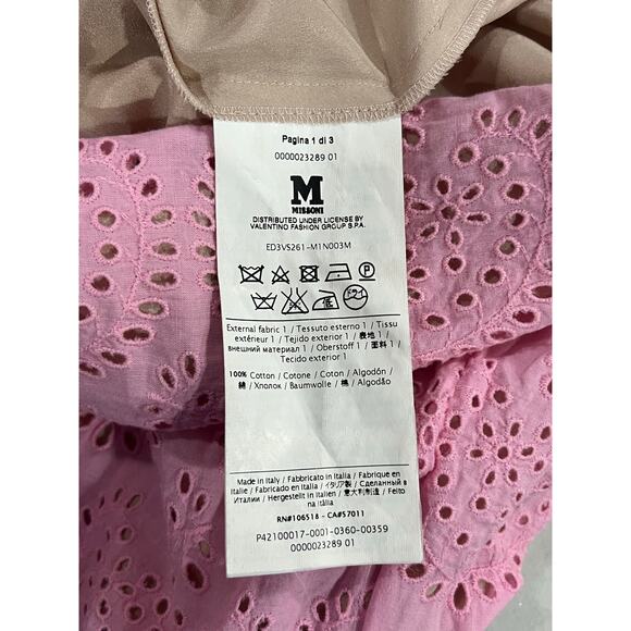 M Missoni Pleated Silk Cotton Pink
Sleeveless Lined Eyelet Mini Dress Sz 40/US8 - Picture 6 of 13